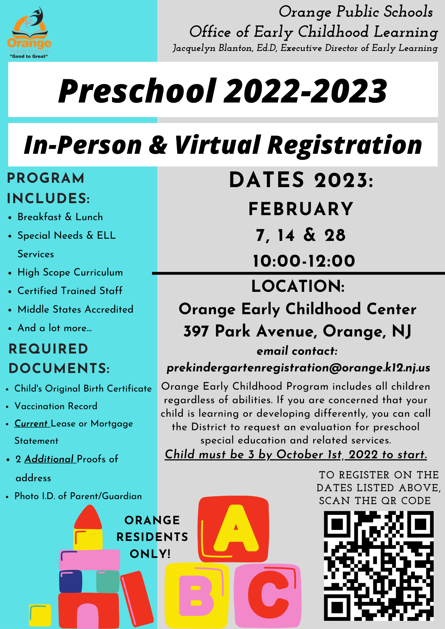 Preschool Registration Flyer